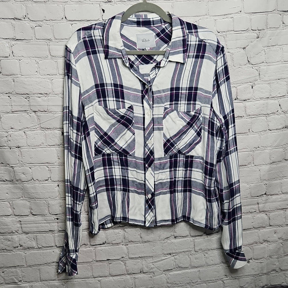 Rails Dylan Plaid Button Down Blouse Size Small